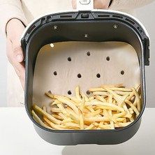 Hereveoyuncak 50 Adet Air Fryer Pişirme Kağıdı Tek Kullanımlık Hava Fritöz Yapışmazz Yağlı Kağıt Delikli Model