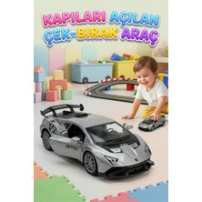 Farbu Oyuncak Çek-Bırak Mekanizmalı 12CM Süper Sport Model Kapıları Açılabilir Metal Oyuncak Yarış Arabası