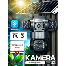 Dobest 3 Kamera 4K 4g Sım Solar Ptz Güvenlik Otomatik Takip Alarm Renkli Gece Görüşü App Kontrol Bulut Depolama 3 Ekran Hava Dayanıklı  Dış Mekan