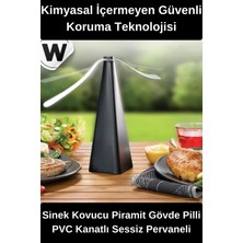 Wonara #sinekkovucu Piramit Gövde Pilli Masaüstü Makine Pvc Kanatlı Sessiz Pervaneli Taşınabilir Kimyasal Içermeyen Balkon Bahçe Kamp Piknik Kullanımına Uygun Siyah Koruyucu Sinek Kovucu Cihaz