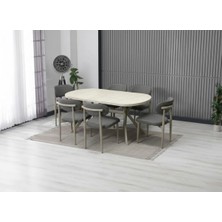 JoyMassa Luna Arya Yemek Masası Takımı / 6 Kişilik Mdf Masa & Polo Sandalye Takımı