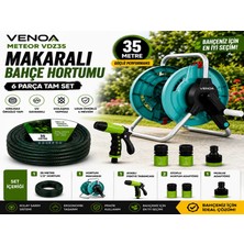 Venoa Meteor VDZ35 Kırılmaz Örgülü Makaralı Bahçe Su Hortumu 35 mt 6 Parça