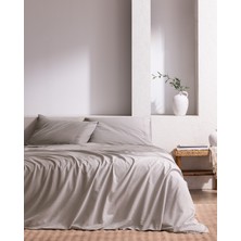 Madame Coco Tracey Tek Kişilik %100 Pamuk Pileli Linen Look Yıkamalı Çarşaflı Nevresim Takımı - Açık Gri