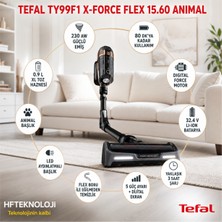 Tefal Ultra Güçlü ve Tüm Zeminlerde Etkili X-Force Flex 15.60 Animal Kablosuz Dikey Şarjlı Süpürge