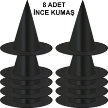Renas Store 8 Adet Siyah Cadı Şapkası – Yetişkin Çocuk Kostüm Aksesuarı