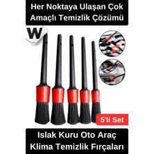 Wonara #arabafırçası Detay Fırçası Seti Islak Kuru Oto Araç Klima Temizlik Fırçaları Farklı Boy Çok Amaçlı Otomobil Motosiklet Jant Motor Havalandırma Izgara Koltuk Arası Temizleme Aparatı 5 Parça
