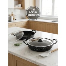 FMS Döküm Sahan X 2’li Set | 20 + 22 cm | Yanmaz Yapışmaz | Döküm kapaklı |