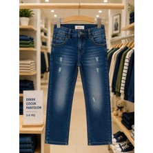 Butik Erkek Çocuk Mavi Kot Pantolon Rahat Kalıp 5-6 Yaş