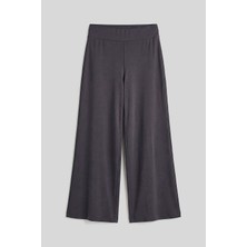 Tommy Life Koyu Gri Comfort Fit Geniş Paça Korsajlı Palazzo Kadın Pantolon - 94681