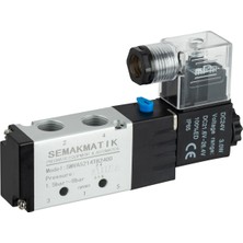 SEMAKMATİK Pnömatik 5/2 - 1/4" Tek Bobin Solenoid Valf