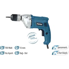 Proter  Pr 770 Rl Şanzımanlı Darbesiz Matkap 13MM 750 W