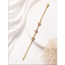 Hotchic Hotchıc Pembe Taşlı Kalp 925 Ayar Gümüş Bileklik