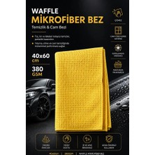 Meyzone 380 Gsm Premium Oto Araç Temizlik ve Araba Cam Kurulama Bezi Ekstra Su Emici Waffle Bez 40X60