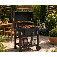 Evinizin Atölyesi  Tekerlekli Kömürlü Mangal Kapaklı  Bahçe Barbekü 58X42,5 cm