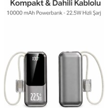SS Trend Store 10000 Mah Dahili Kablolu 22.5W Hızlı Şarj Powerbank
