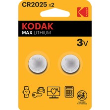 Kodak CR2025 3V Max Lityum Düğme Pil - 2'li Paket
