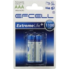 Efcell 1100 mAh Şarjlı İnce Kalem Pil - 2'li Kart (1.2V Ni-MH)