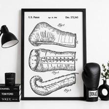 Pegziz Boks Eldiveni Patent Teknik Çizim Tablosu Spor Duvar Dekor Tablo