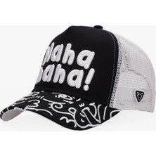 RustandRich Kadın Erkek Siyah Trucker Şapka Art Collection Doodle
