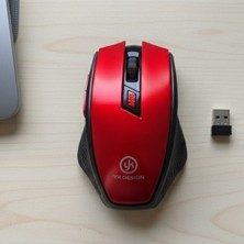Hereveoyuncak Kırmızı Renkli Baş Parmak Destekli Ergonomik Sessiz Kablosuz Mouse – USB Alıcılı, Ofis ve Oyunn Için Konforlu Bilgisayar Faresi MS6300