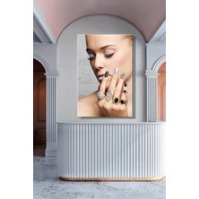 Şehber Dekoratif Dikey Kanvas Tablo Tekli Kuaför Güzellik Salonu Makyaj Nail Art Manikür Tasarım Portre 808