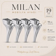 Badem10 Aytuğ Milan 19 cm Krom Mobilya Ayağı 4 Adet Modern Tasarım Tv Ünitesi Sehpa Koltuk Ayağı