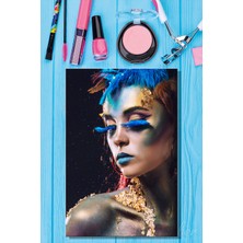 Şehber Dekoratif Dikey Kanvas Tablo Tekli Kuaför Güzellik Salonu Makyaj Nail Art Fantezi Makyaj Portre 807