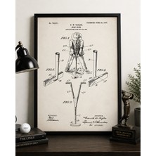 Pegziz Vintage Golf Club Patent Çizim Tablo Spor Klubü Duvar Dekor Tablo