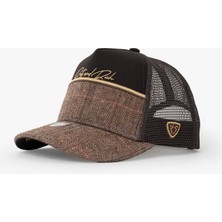 RustandRich Kadın Erkek Kahverengi Trucker Şapka Curved Visor Premium Collection Royalty