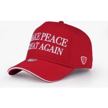 RustandRich Kadın Erkek Kırmızı Trucker Şapka Motto Collection Peace
