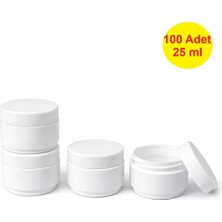 Demet Home 100 Adet Beyaz Renk 25 ml Boş Pomat-krem-kozmetik-Ecza Kutusu Plastik Krem Kavanozu 25 CC