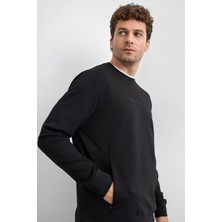 Back & Bond Siyah Bisiklet Yaka Fermuar Cepli Sweatshirt