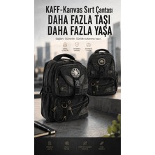 Kaff CCS51414 Çok Cepli Siyah Kanvas Sırt Çantası Suya Dayanıklı Malzeme ile Seyahat ve İş Kullanımına Uygun