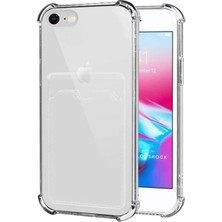 Prolysus Apple iPhone Se 2022 Kılıf Kartlıklı Şeffaf Silikon Darbe Dayanıklı Koruyucu Kamera Korumalı Kılıf