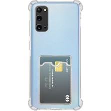 Prolysus Samsung Galaxy S20 Kılıf Kartlıklı Şeffaf Silikon Darbe Dayanıklı Koruyucu Kamera Korumalı Kılıf