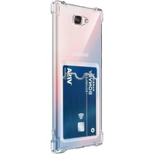 Prolysus Samsung Galaxy J7 Prime Kılıf Kartlıklı Şeffaf Silikon Darbe Dayanıklı Koruyucu Kamera Korumalı Kılıf