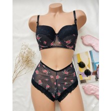 Hb Comfort Kadın Dolgulu Destekli Çiçek Desenli Boxer Tip Iç Çamaşır Takımı