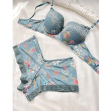 Hb Comfort Kadın Dolgulu Destekli Çiçek Desenli Boxer Tip Iç Çamaşır Takımı