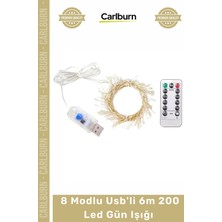 Carlburn Özel Üretim Dekoratif Şerit Peri Aydınlatma Uzaktan Kumandalı 8 Modlu Usb'li 6m 200 LED Gün Işığı