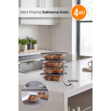 Orvila 4'lü Mini Prizma Saklama Kabı Erzak Kabı Dolapiçi Organizer 4X300 ml