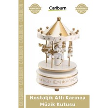 Carlburn #müzikkutusu Nostaljik Ahşap Dekoratif Hediyelik Kurmalı Hareketli Vintage Atlı Karınca Müzik Kutusu