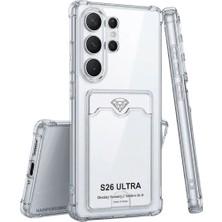 Prolysus Samsung Galaxy S26 Ultra Kılıf Kartlıklı Şeffaf Silikon Darbe Dayanıklı Koruyucu Kamera Korumalı Kılıf
