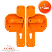 Nobel Okul Kapı Kolu –kreş, Anaokulu ve Sınıf Kapıları Için Çocuk Korumalı Emniyetli Dayanıklı Plastik Kapı Kolu - Turuncu (5 Adet)
