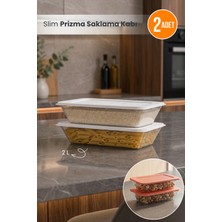 Orvila 2'li Slim Prizma Saklama Kabı Erzak Kabı Bakliyat Saklama Kabı 2lt Dolapiçi Organizer