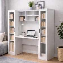 Setay Merisa Bilgisayar Masası, Ergonomik Tasarım ve Dayanıklı Suntalam Malzeme ile 2 Cam Kapaklı Kitaplık