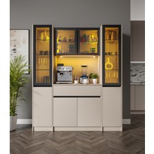 GuneyStore Viona Maxi Kum Beji Komple Mdf LED Aydınlatmalı Kahve Köşesi