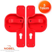 Nobel Okul Kapı Kolu –kreş, Anaokulu ve Sınıf Kapıları Için Çocuk Korumalı Emniyetli Dayanıklı Plastik Kapı Kolu - Kırmızı (5 Adet)