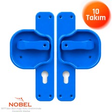 Nobel (10 Adet) Okul Kapı Kolu –kreş, Anaokulu ve Sınıf Kapıları Için Çocuk Korumalı Emniyetli Dayanıklı Plastik Kapı Kolu - Mavi