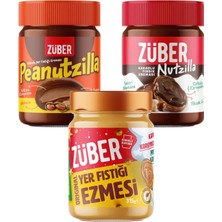 Züber Peanutzilla 315g + Nutzilla 315g + Original Yer Fıstığı Ezmesi (Bal İlaveli) 315g
