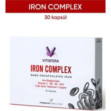 Vitisfera Iron Complex 30 Kapsül- Demir (Bisglisinat), Vitamin C, Folik Asit, B2-B6-B12, Selenyum, Bakır